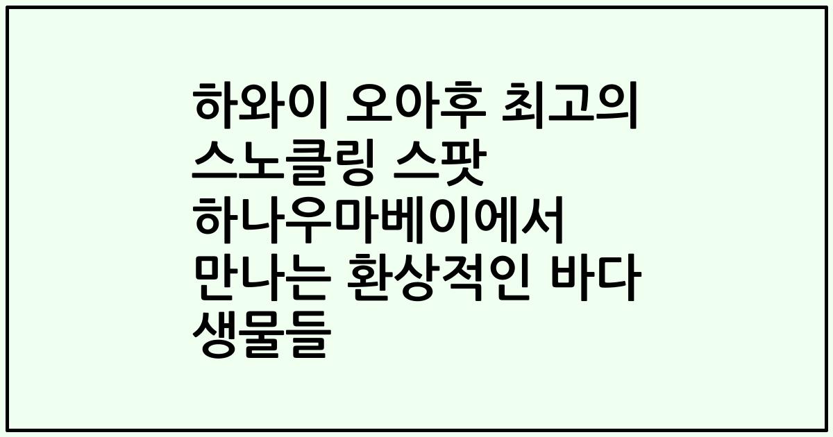 하와이 오아후 최고의 스노클링 스팟 하나우마베이에서 만나는 환상적인 바다 생물들