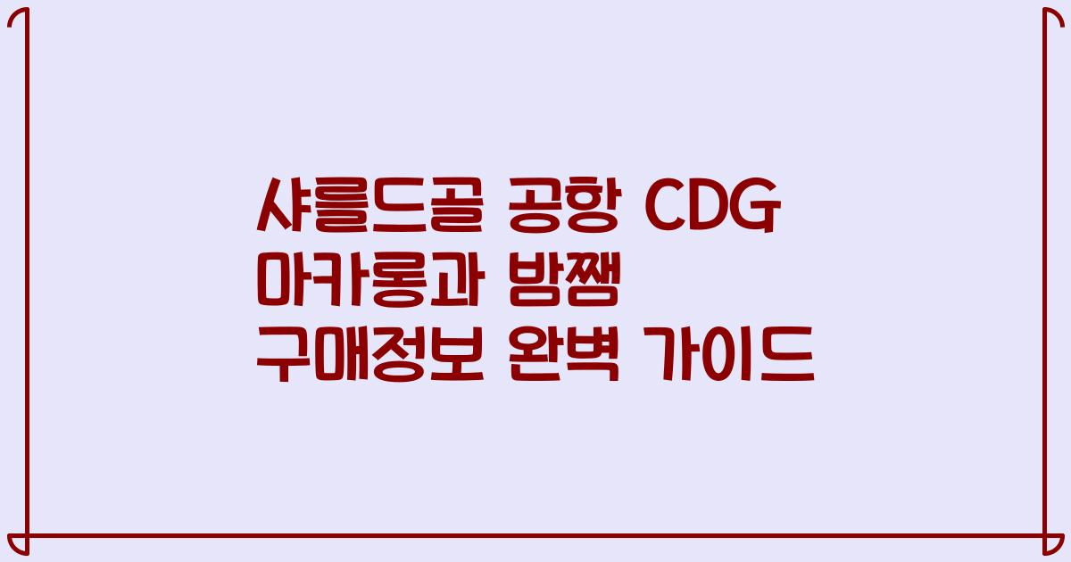 샤를드골 공항 CDG 마카롱과 밤쨈 구매정보 완벽 가이드