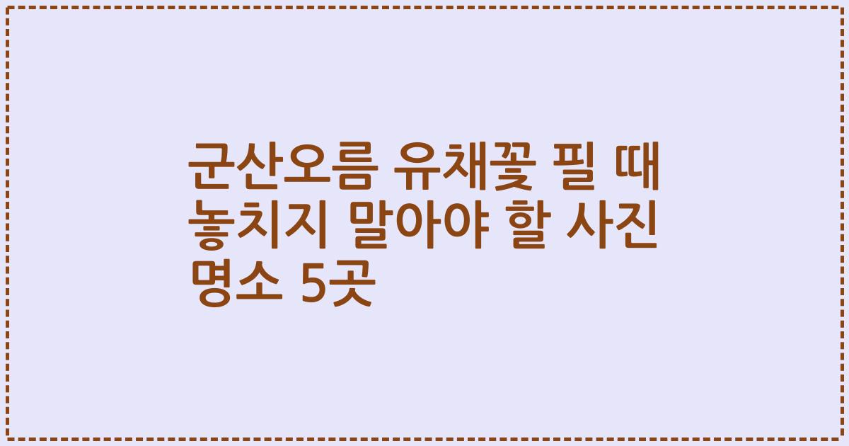 군산오름 유채꽃 필 때 놓치지 말아야 할 사진 명소 5곳