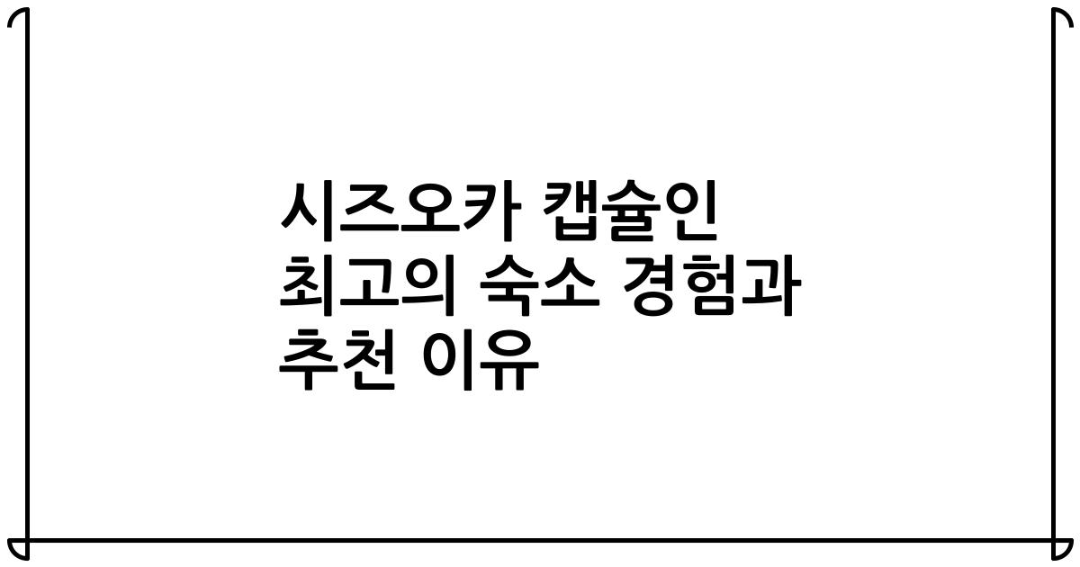 시즈오카 캡슐인 최고의 숙소 경험과 추천 이유