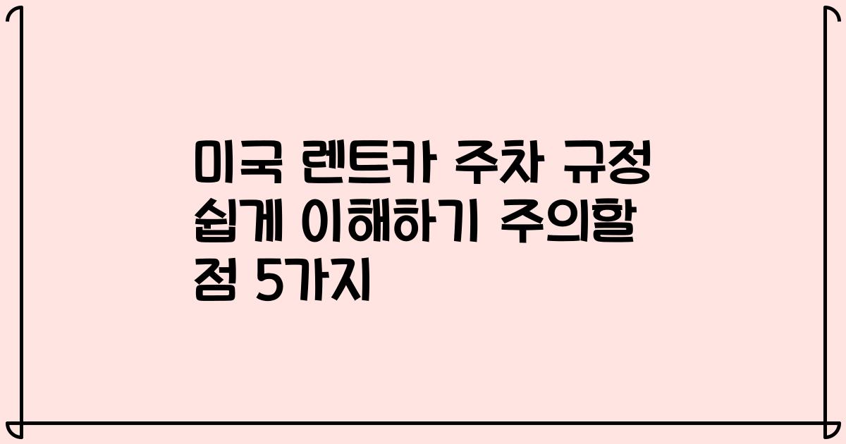 미국 렌트카 주차 규정 쉽게 이해하기 주의할 점 5가지