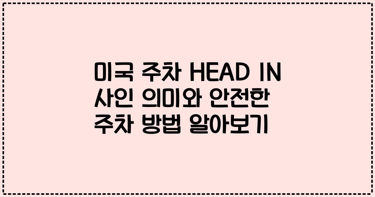 미국 주차 HEAD IN 사인 의미와 안전한 주차 방법 알아보기