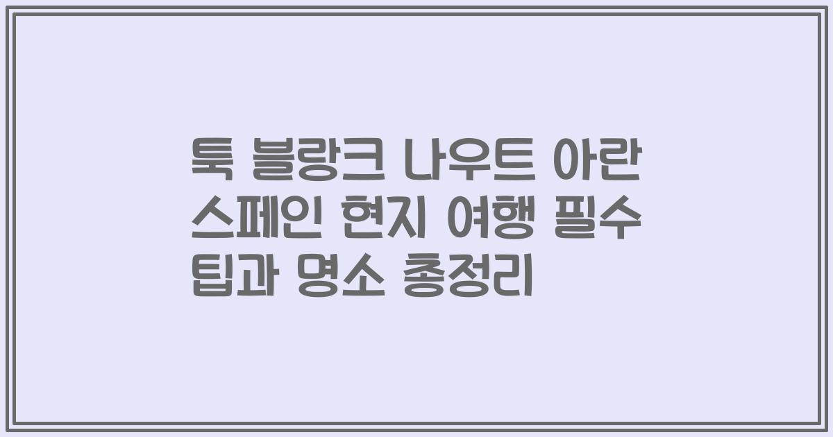 툭 블랑크 나우트 아란 스페인 현지 여행 필수 팁과 명소 총정리