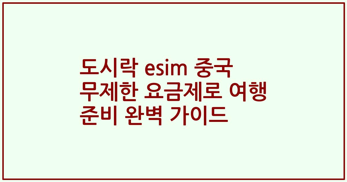 도시락 esim 중국 무제한 요금제로 여행 준비 완벽 가이드