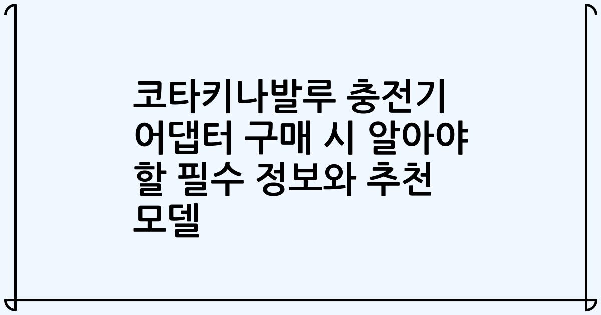 코타키나발루 충전기 어댑터 구매 시 알아야 할 필수 정보와 추천 모델