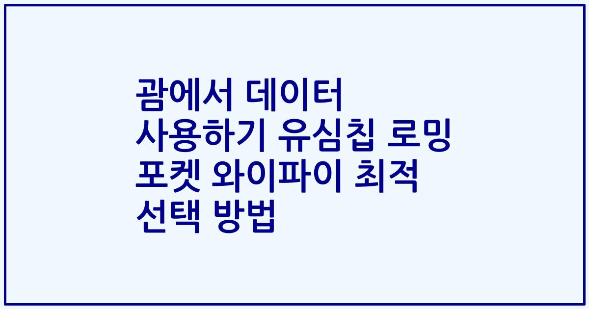 괌에서 데이터 사용하기 유심칩 로밍 포켓 와이파이 최적 선택 방법