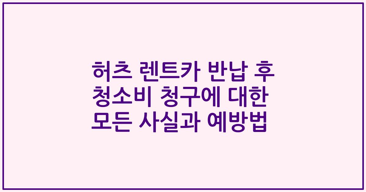 허츠 렌트카 반납 후 청소비 청구에 대한 모든 사실과 예방법