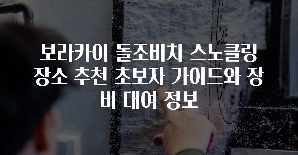 보라카이 돌조비치 스노클링 장소 추천 초보자 가이드와 장비 대여 정보
