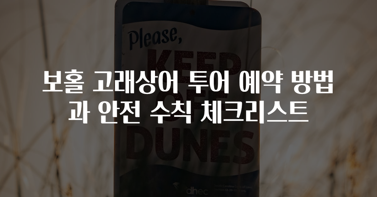 보홀 고래상어 투어 예약 방법과 안전 수칙 체크리스트