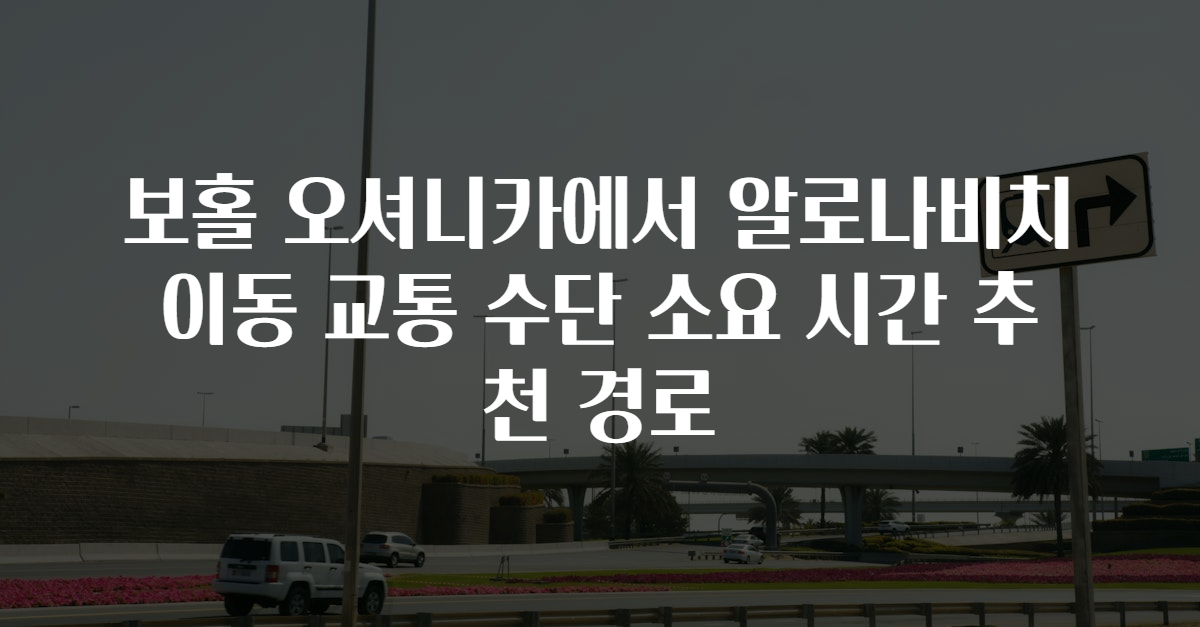 보홀 오셔니카에서 알로나비치 이동 교통 수단 소요 시간 추천 경로