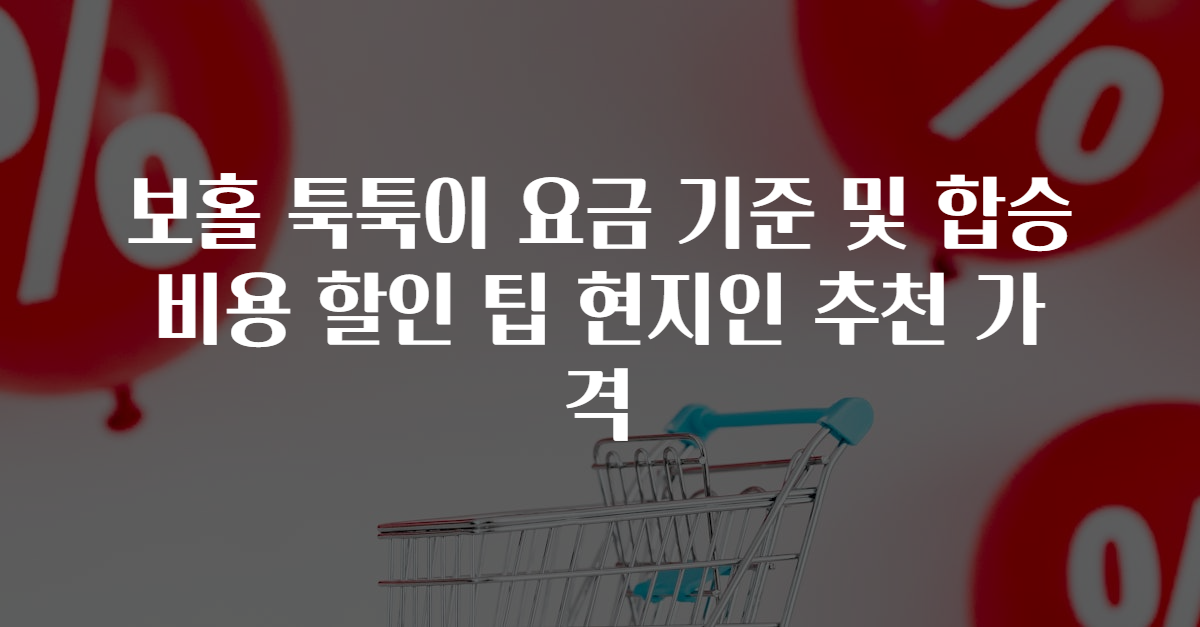 보홀 툭툭이 요금 기준 및 합승 비용 할인 팁 현지인 추천 가격